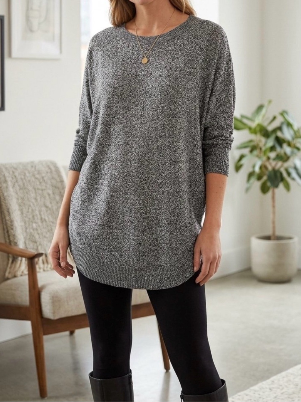 Express Marled Mid Sleeve Tunic
Size Small